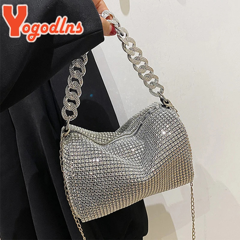 Yogodlns Bling Diamond Small Crossbody Messenger Bags Women Summer Trend Fashion Travel Shoulder Handbags Purses 250731