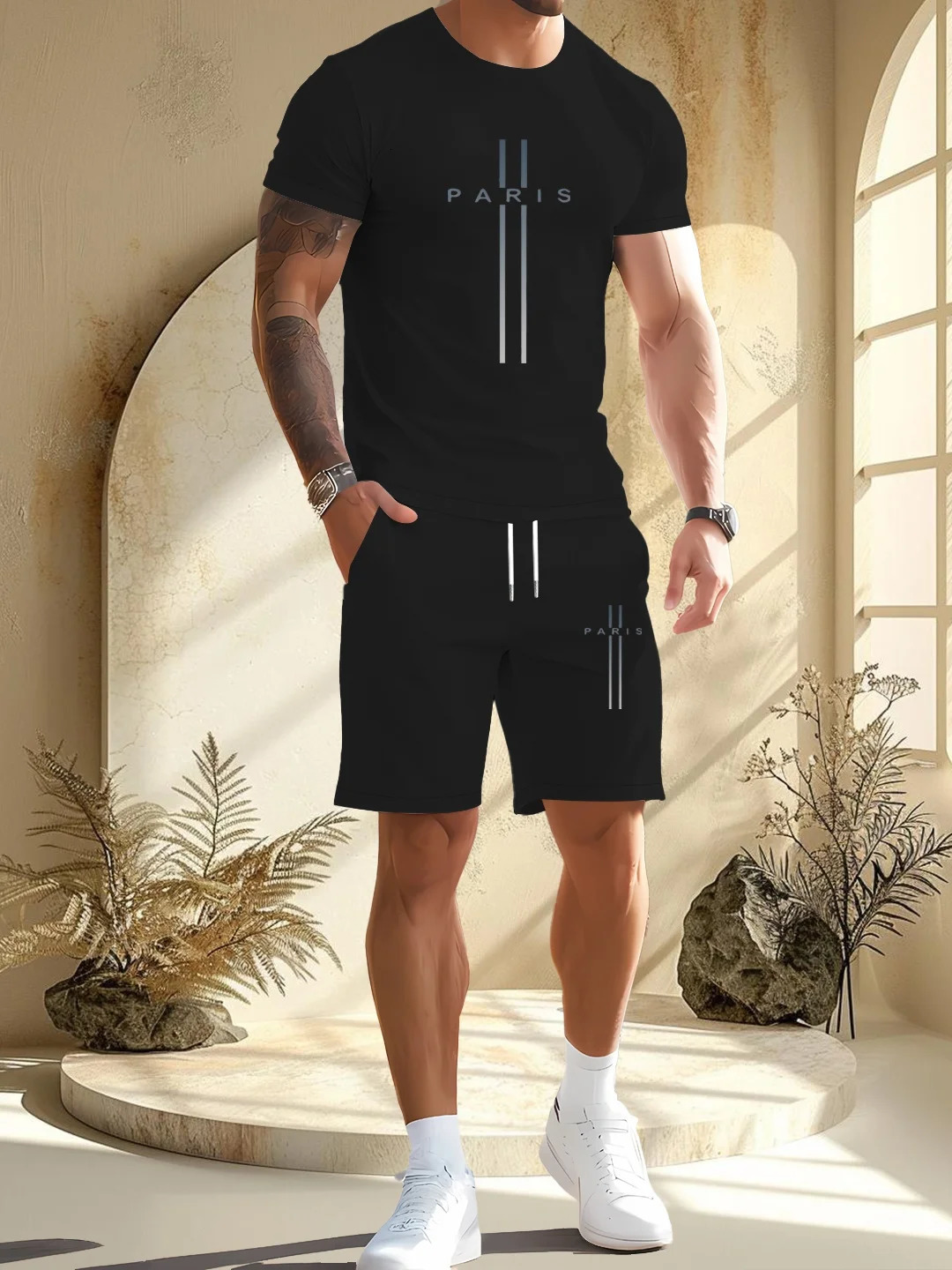 Summer Mens Tracksuit Printing Short Sleeve Shirt Shorts Set for Men Casual Streetwear 2piece Suit 250724