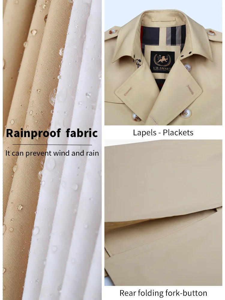 2024 spring and autumn long mens windbreaker Over the knee Double breasted Business work trench coat men 250729