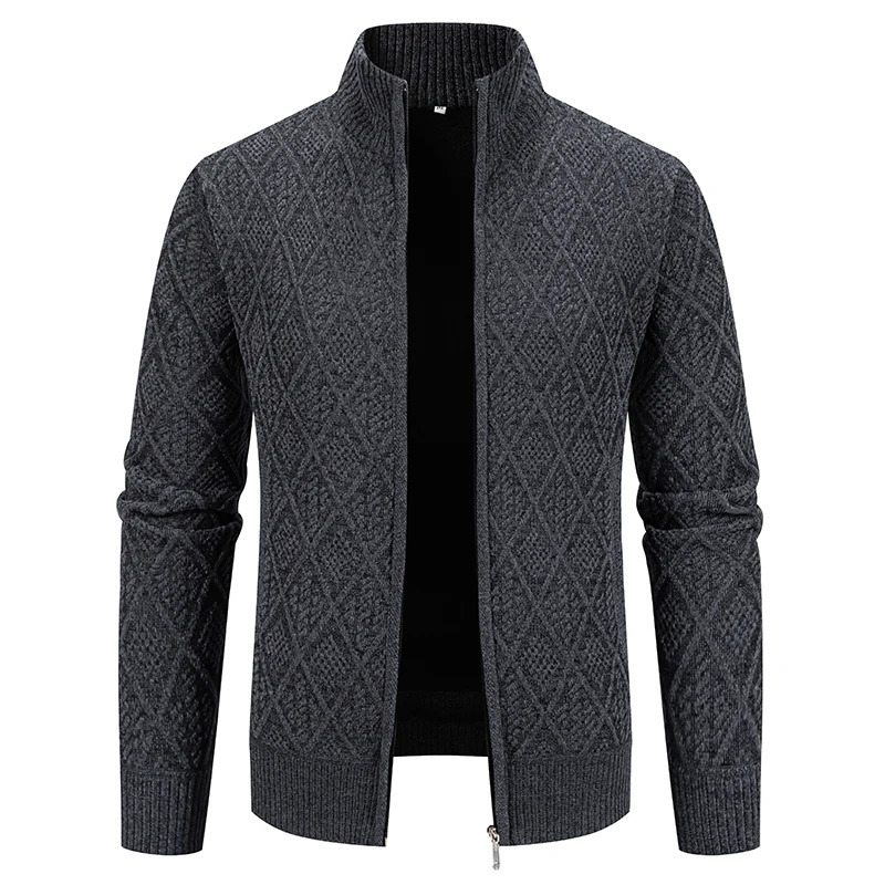 Mens Winter Jacket Thick Warm Casual Fleeced Windbreaker Knitting Jackets Autumn Spring Cardigan Coat Stand Collar 250729
