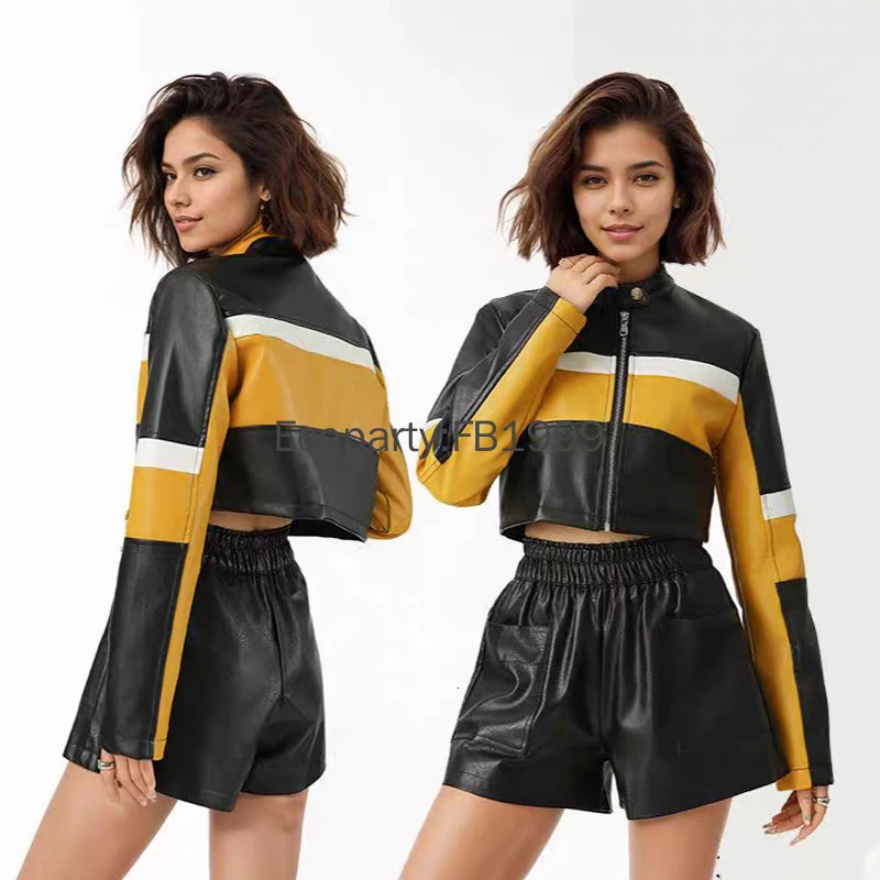 Women Fashion Motorcycle Pu Leather Jacket Spring Autumn Vintage Punk Zipper Short Coats Female Casual Biker Coat Outwear 250731