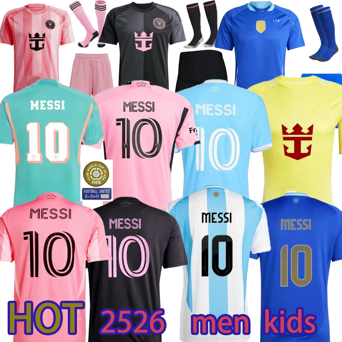 25 26 Argentinas soccer Jerseys MESSIS GARNACHO DE PAUL National Team MARTINEZ Fans Player versio Maradona Football Shirts 2025 SUAREZ Miamis FC Women men kids Kit