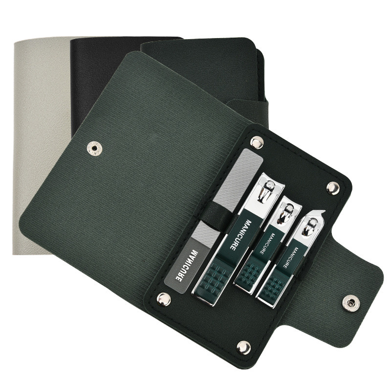 Elegant Multi-functional Manicure Kit: Expertly Crafted Toolset Inside a Stylish Leather Holder