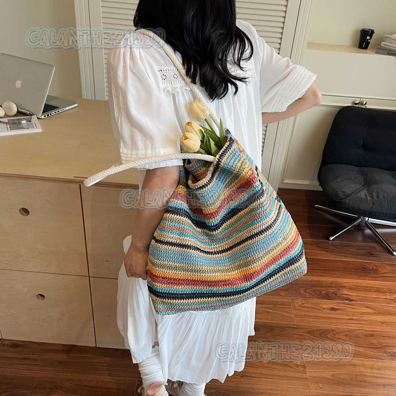 2025 Summer New Arrival Cross-border Woven Tote Bag Large-capacity Lightweight Straw Weave Beach Bag Womens Shoulder/underarm h H250801