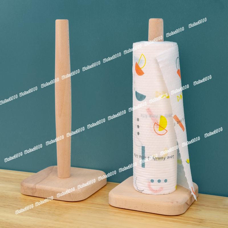 Household Beech Wood Paper Roll Holder Kitchen Paper Towel Holder Holder Cupboard Vertical