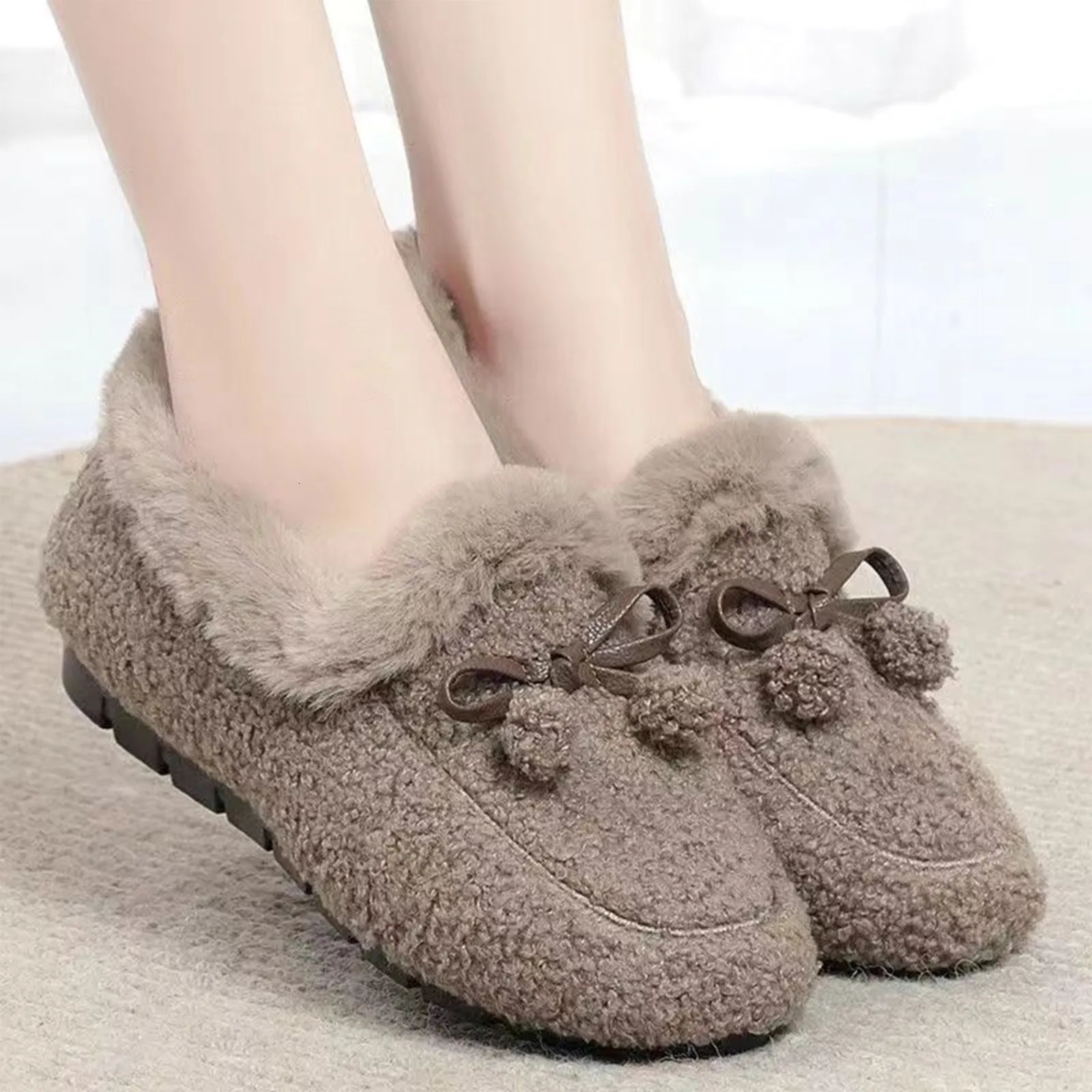 Winter Warm Womens Flat Shoes Indoor Cotton Slippers With Thick Sole Anti-Slip Warm Footwear Soft Bottom Plush Postpartum Shoes 250731
