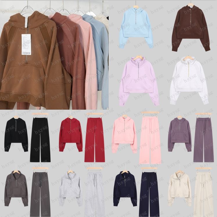 Yoga Hoodie Winter Women Hoodies Wear Half Zipper Tracksuits Womens All Zippers Hoodie Sweater Sports Long Sleeve Zip Up Sweatshirt Tracksuit
