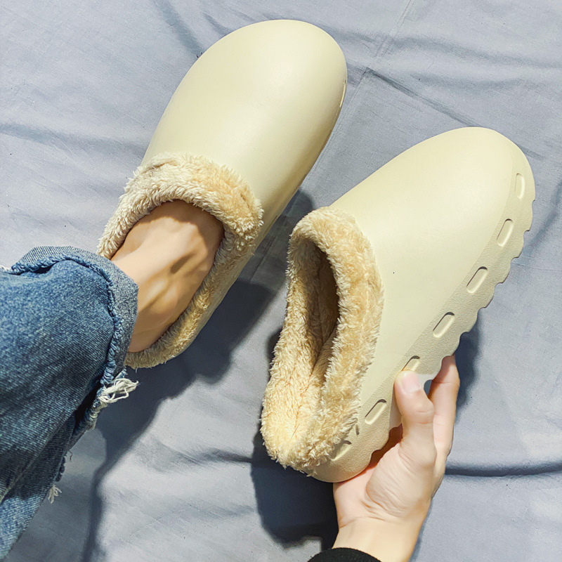 Lanjia- 2025 New Designer Winter Wool-Lined Men's Slippers, Large-Sized Thick-Soled For Women, Fashionable And Warm Indoor Family Cartoon Cotton 
