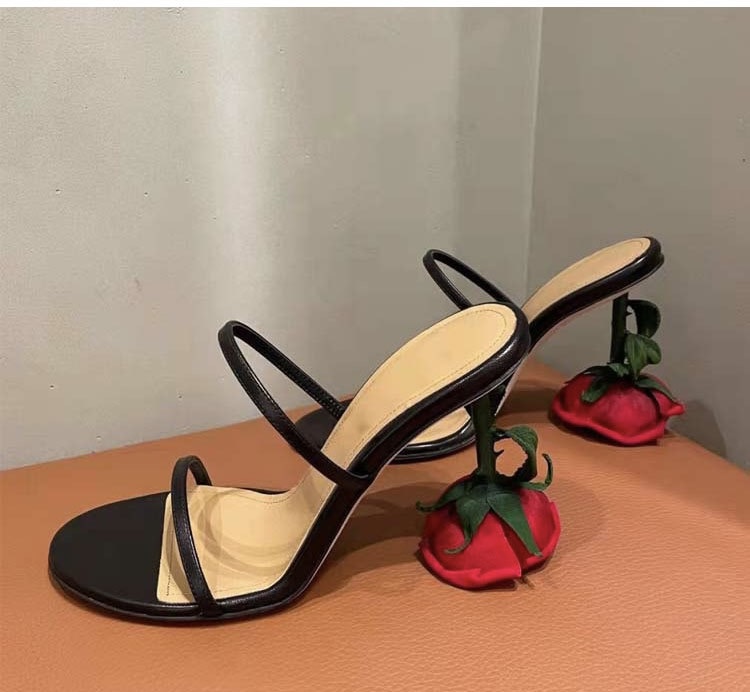 Fashion Design hot Strange Open Toe Narrow Band Solid Color Women Sandals rose Heels Slip On New Trend Western Sexy Party Shoes