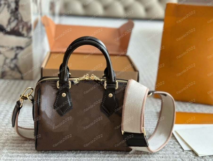 5A Brown Checkered High Quality Pillow Boston Designer bags Handbags Purses Spdys P9 20 Shoulder Bag Canvas Leather Crossbody Bag Women handbag tote bags 20cm