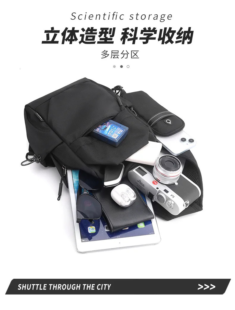 Fashion Casual Sling Chest Bag Backpack for Man Waterproof Oxford Shoulder Bag with Phone Pocket Crossbody Hiking Travel Gym Bag 250731