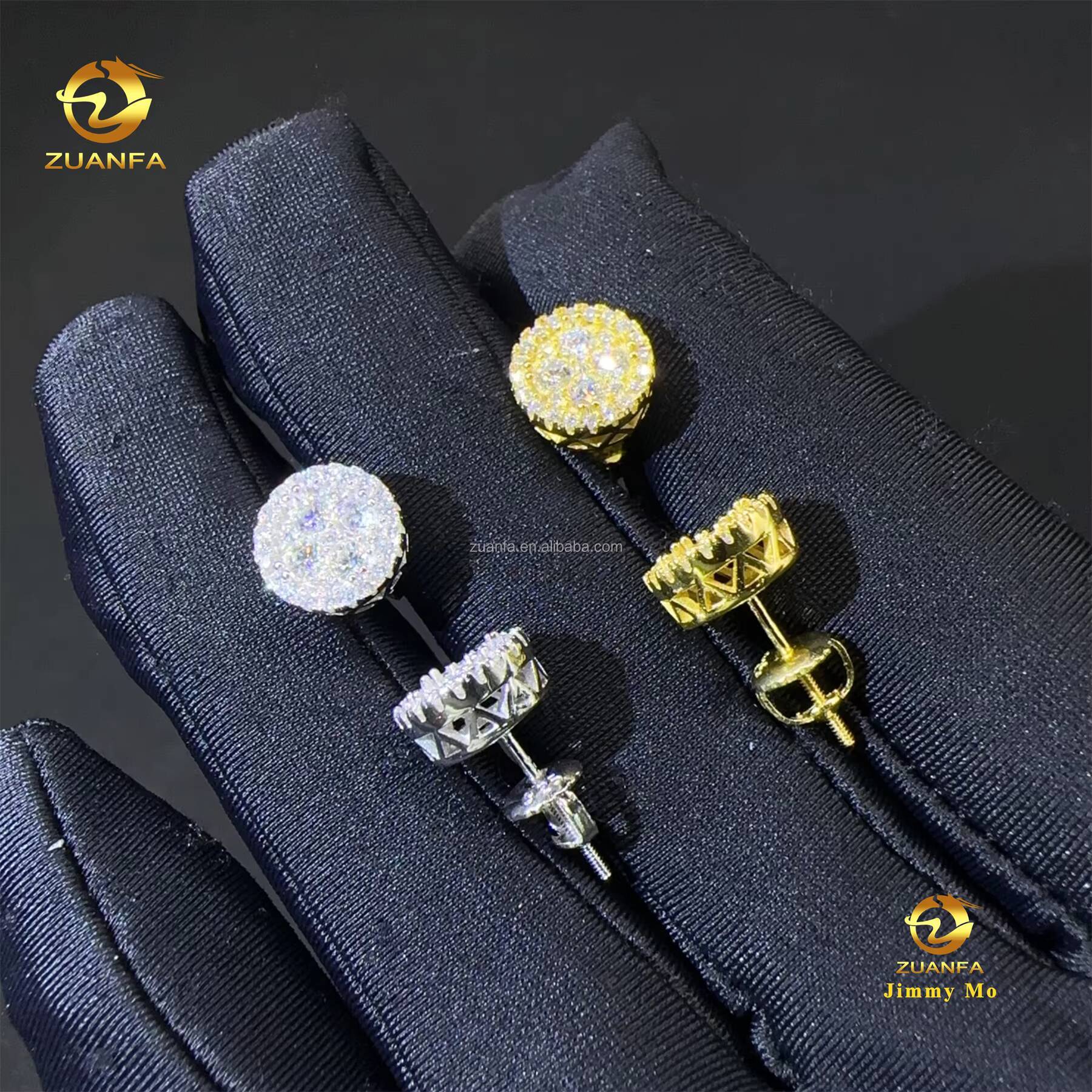 Best Selling Fashion Style Drop Shining Hip Hop Style 925 Silver Iced Out VVS1 Moissanite Diamond Stud Earrings Man Gift