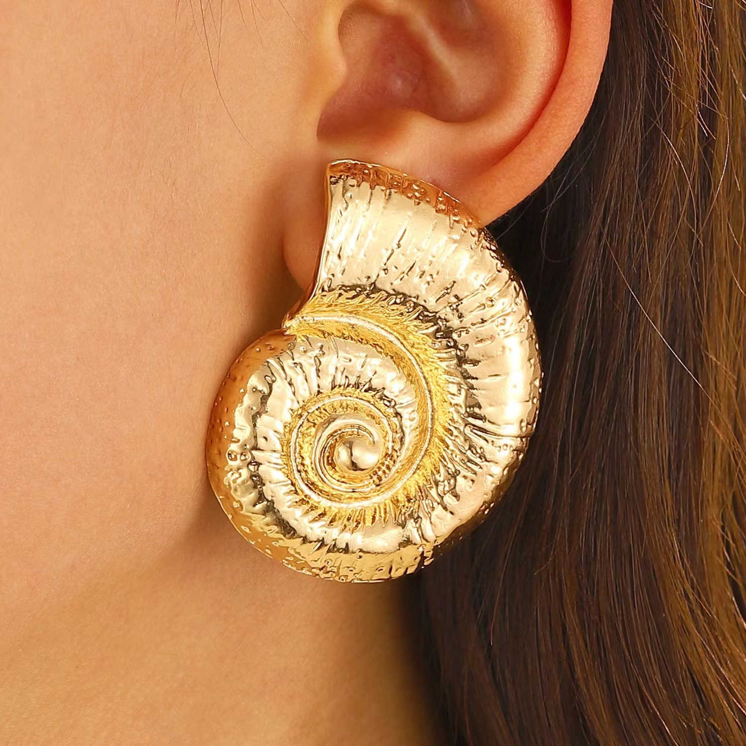 Ocean Style Conch Beach Vacation Imitation Pearl Earrings Bohemian Holiday Exaggerated Fashion