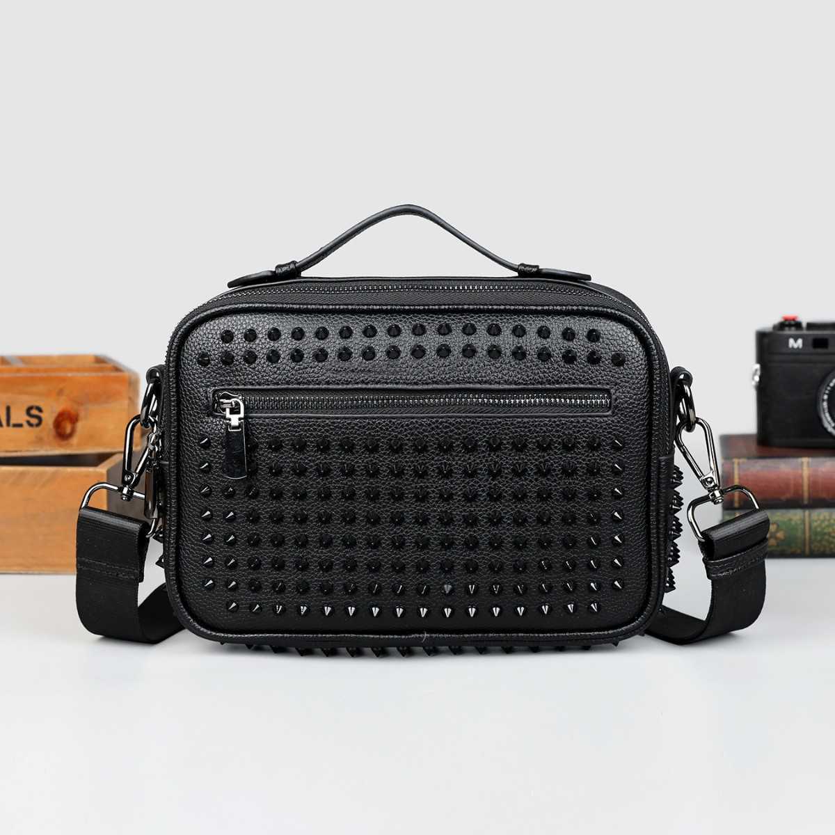 Men's Bag Crossbody Bag Single Shoulder Bag Personality Rivet Simple Fashion Youth Versatile Large Capacity