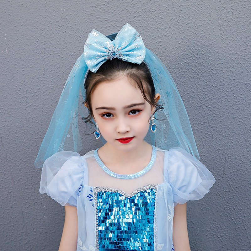 Disney Princess Elsa Wig Children's Gift Fancy Dress Crown Princess Hair Accessories Magic Wand Little Girl's Hair Dec Princess Costume Crow