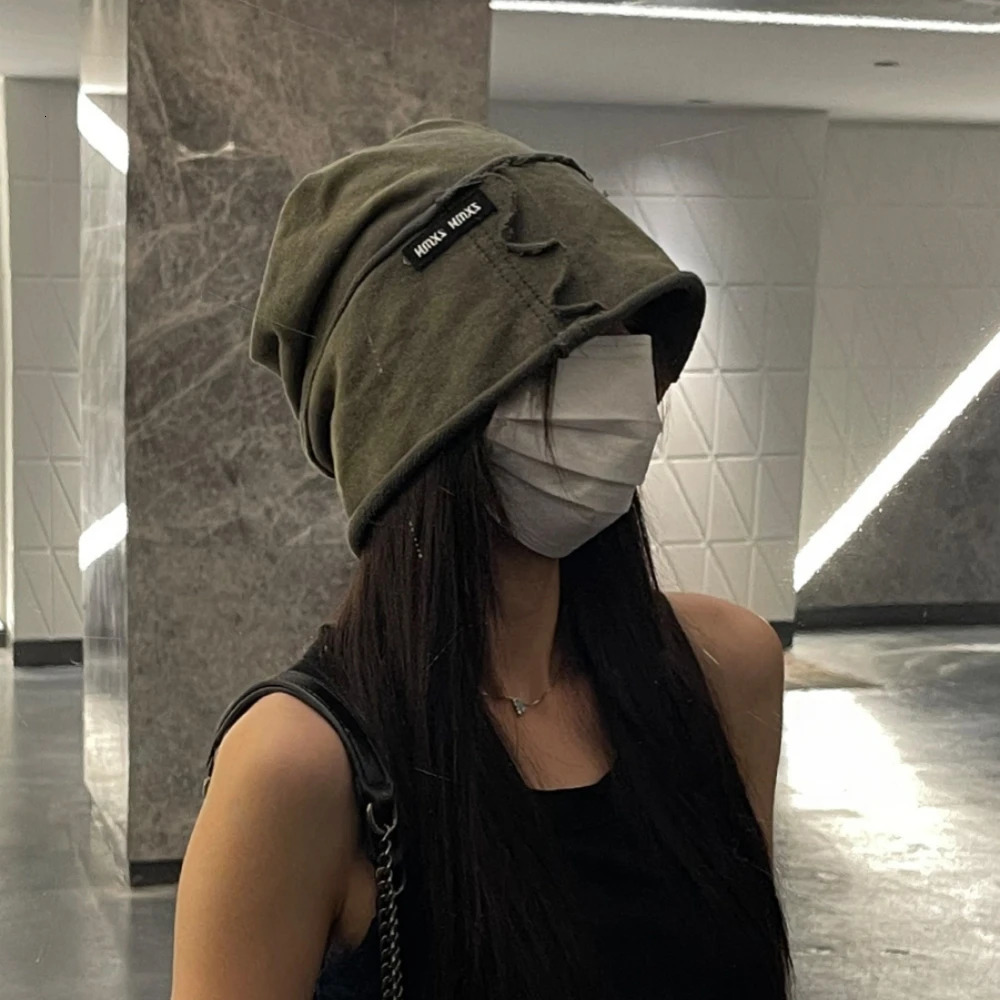 Unisex Fashion Beanies Skullies Big Head Circle Vintage Washed Bowler Hat Solid Color Cotton Elastic Bonnet Hat Hip Hop Beanie 250730