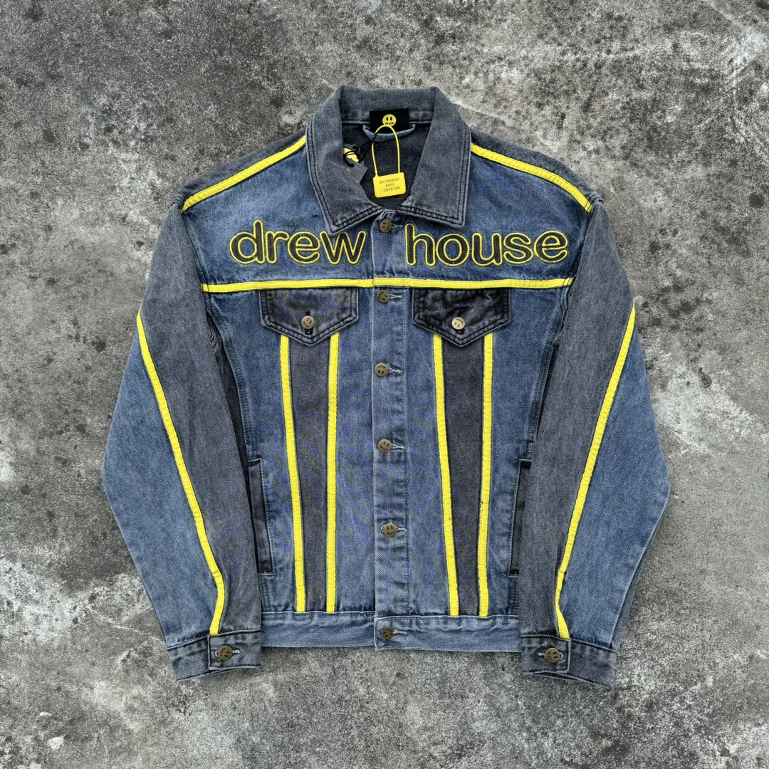 DREW HOUSE autumn and winter designer American Outside the denim with black and blue patchwork embroidered letters