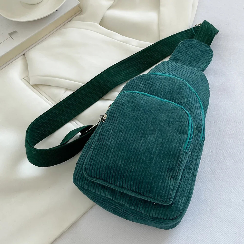 Female Sling Waist Pack Fashion Commute Bag Casual Corduroy Solid Color Adjustable Strap Simple Portable for Weekend Vacation 250731