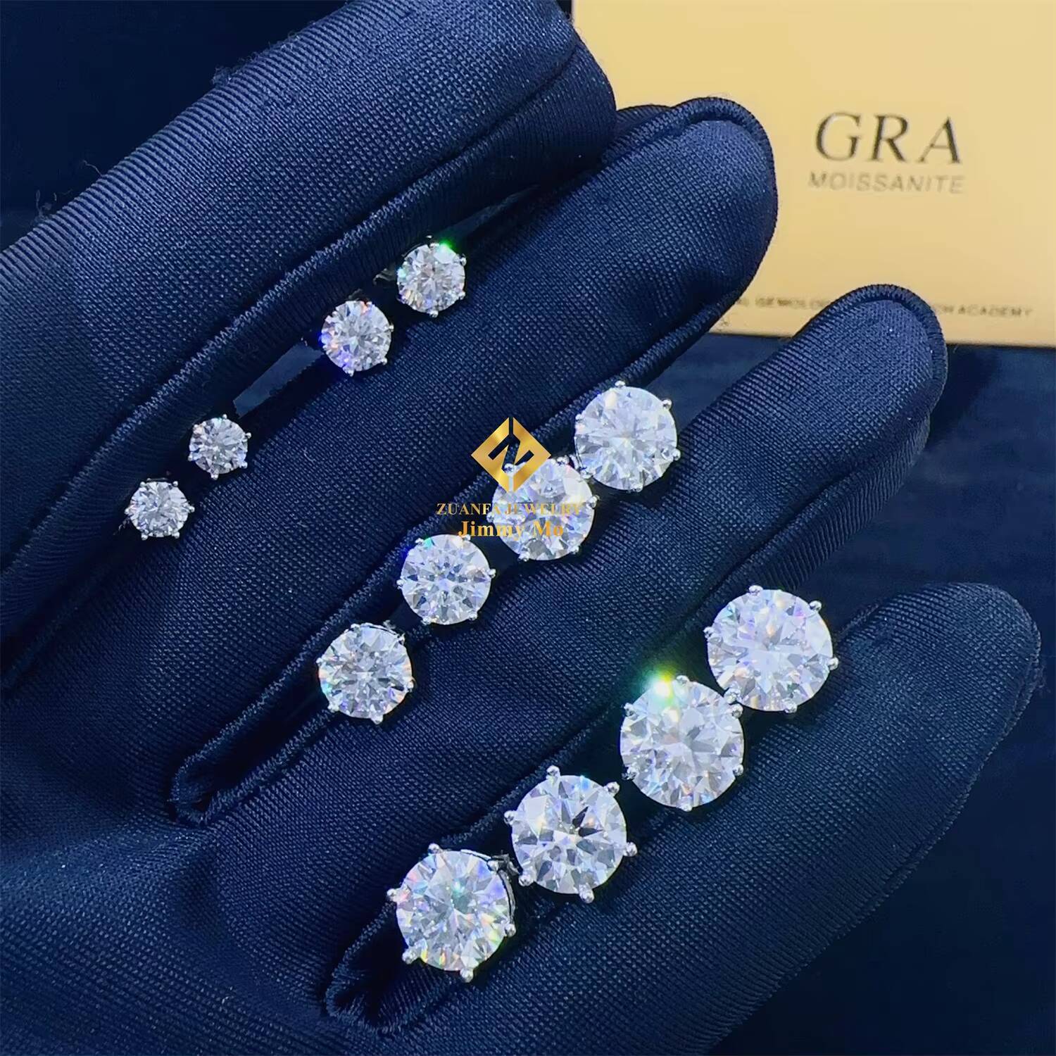 Pass Diamond Tester Hip Hop Jewelry GRA Certificates 925 Silver D Color VVS1 Moissanite Hip Hop 6 Prongs Stud Earring