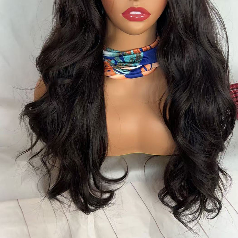Wig with centre parting, large waves, long curls and voluminous long hair