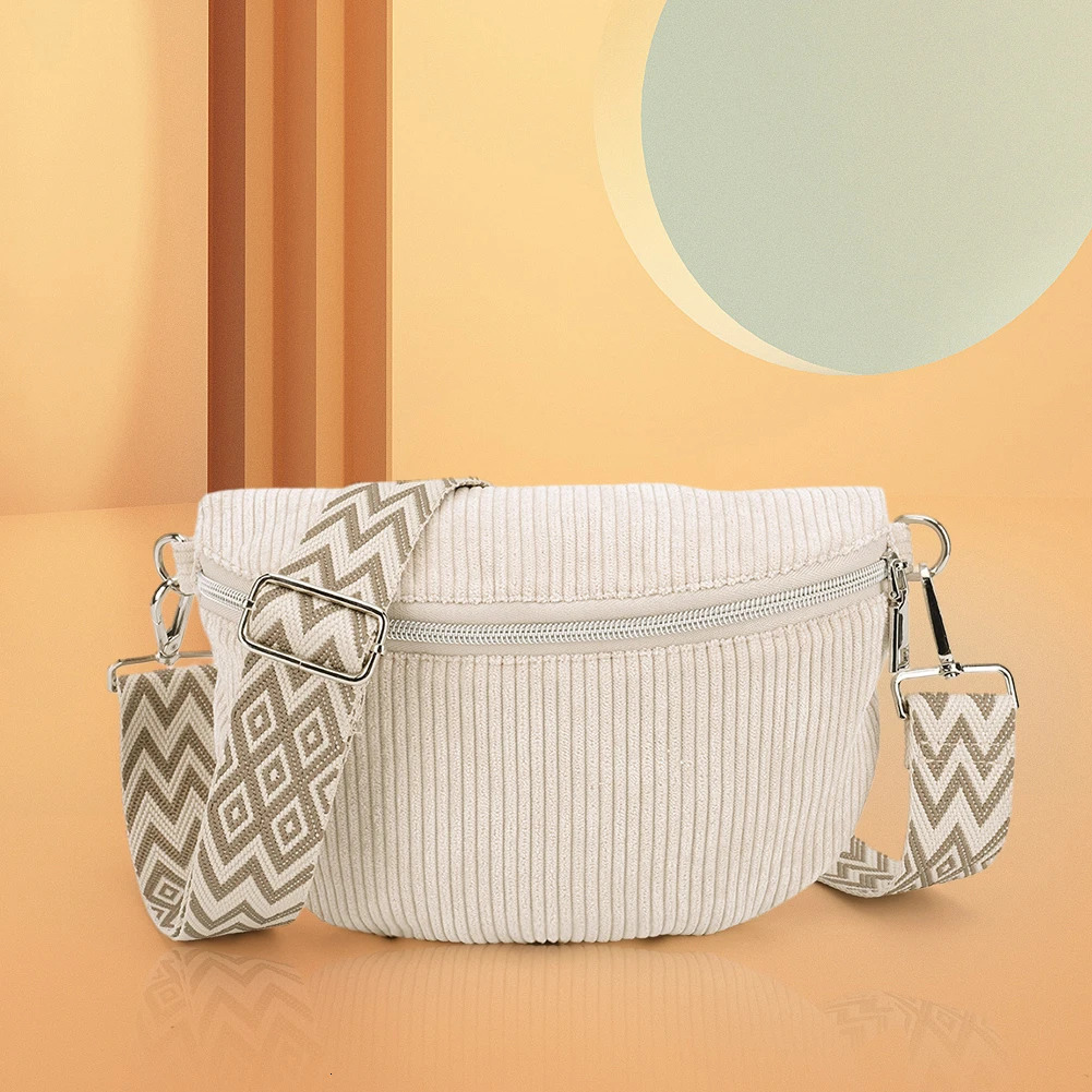 Crossbody Bag for Men Women with Adjustable Wide Strap Bum Bag Corduroy Solid Chest Bag Zipper Fanny Pack for Travel Workout 250731