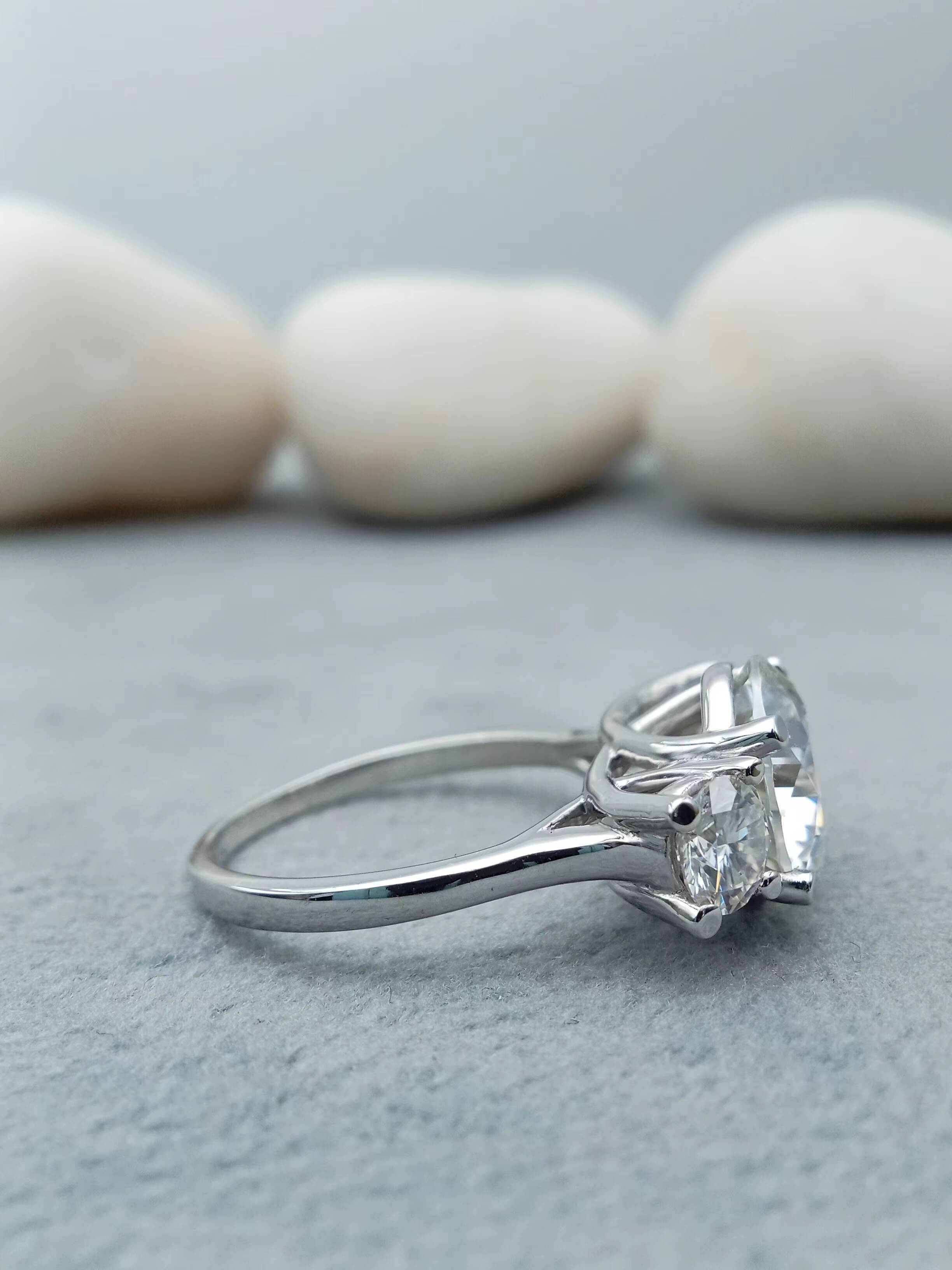 10K Solid Yellow Fine Jewelry Engagement Ring with 2.5 CT White Moissanite Three-STONE Wedding Set Featuring Emerald for Parties