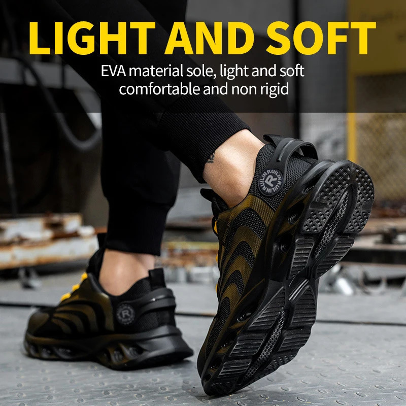 RotatingRotating Button Safety Shoes Man Steel Toe Work Shoes for Men Indestructible Lightweight Work Shoes Breathable Sneaker 250731