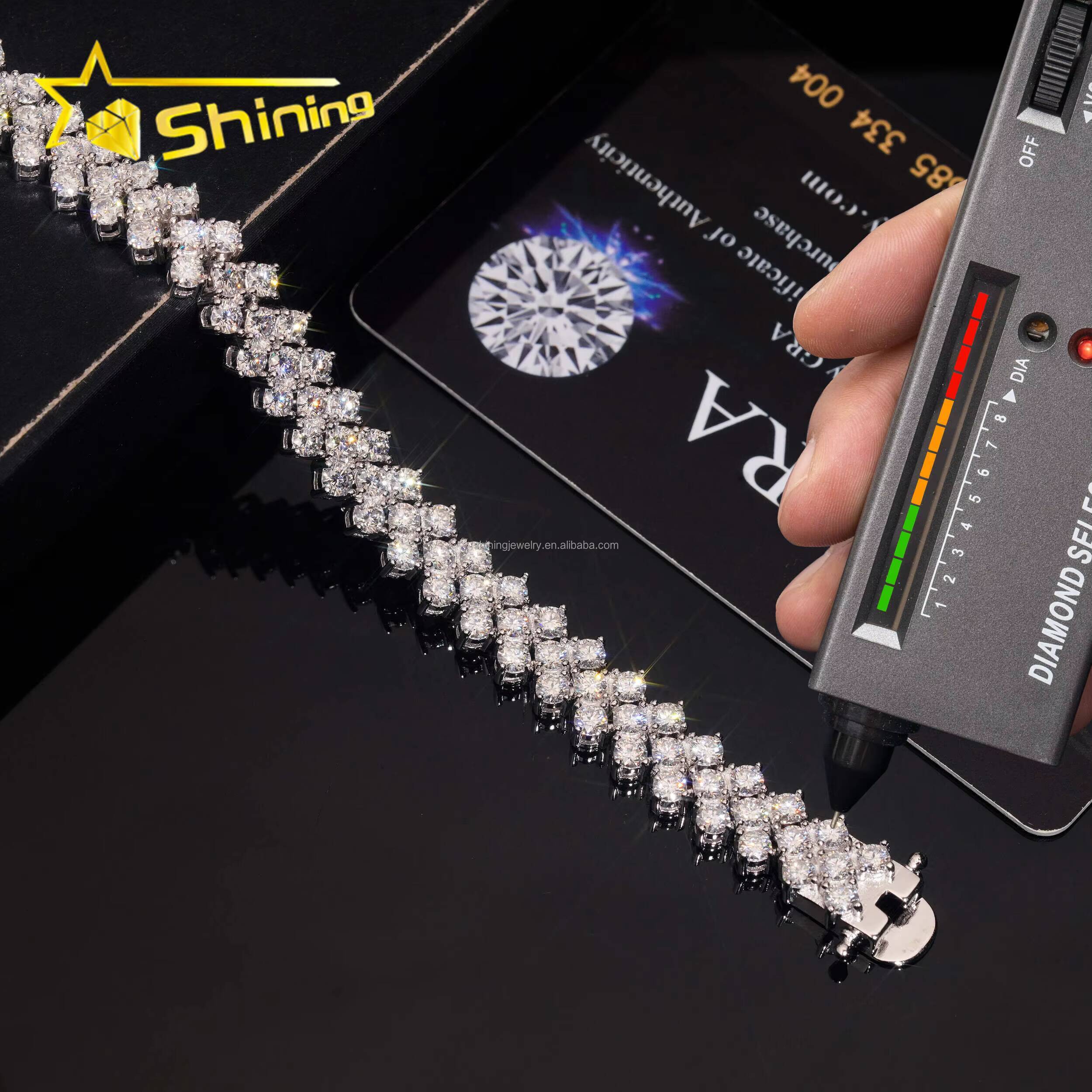 New Design Elegant Women Jewelry S925 Solid Silver Hip Hop Jewelry VVS1 Moissanite Diamond GRA Certificate Tennis Bracelet