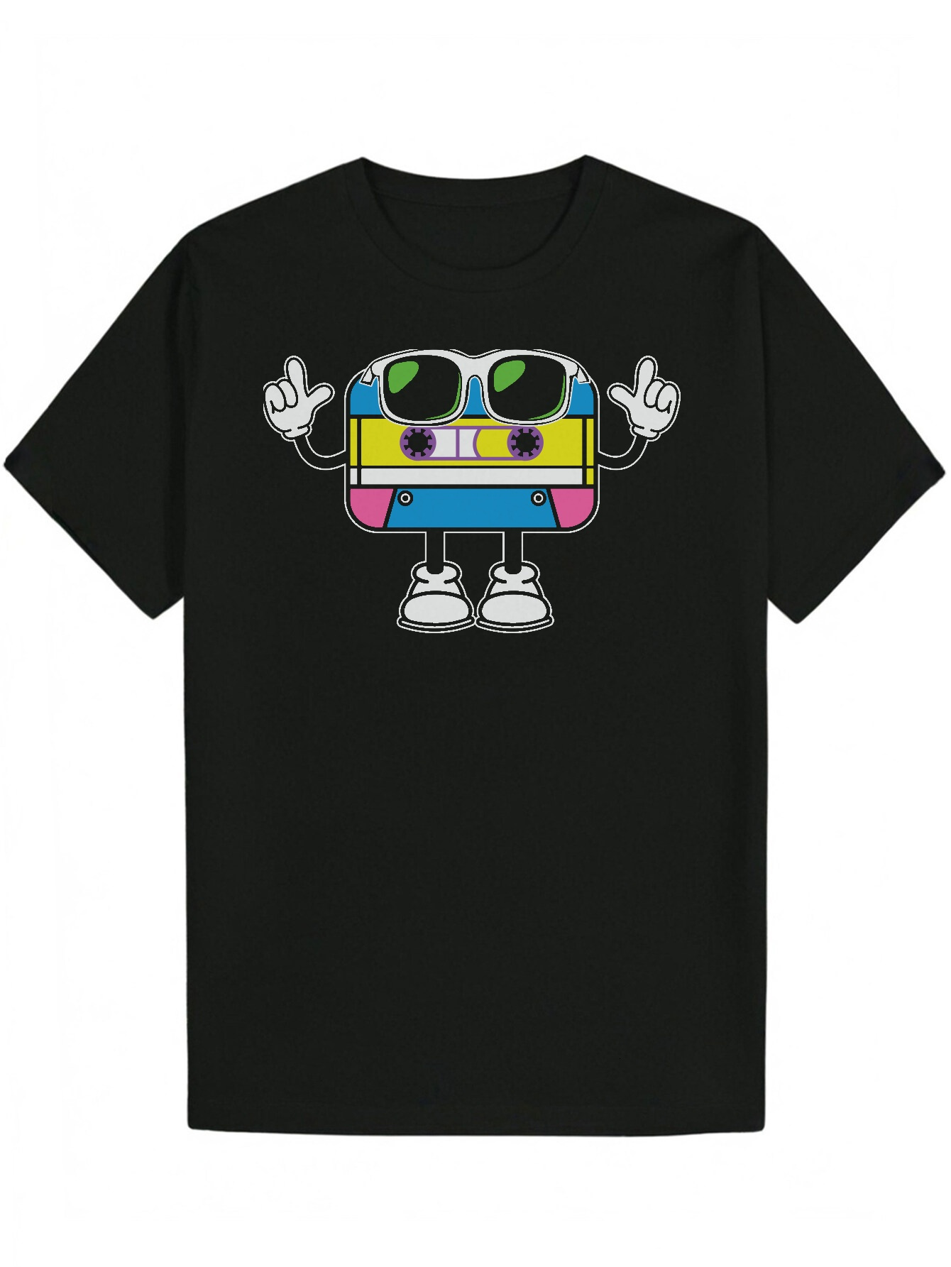 Men's Summer Round Neck Polyester T-Shirt, Cartoon Design - Lightweight, Breathable, Comfortable, Suitable for Casual Wear, Breathable T-Shirt|Ca