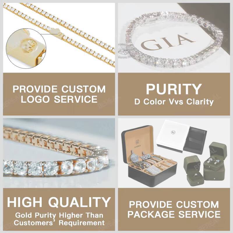 Custom HPHT Cvd Lab Grown Diamond Tennis Bracelet Necklace Chain 10K 14K White Gold 4mm Igi Gia Certificate for Women