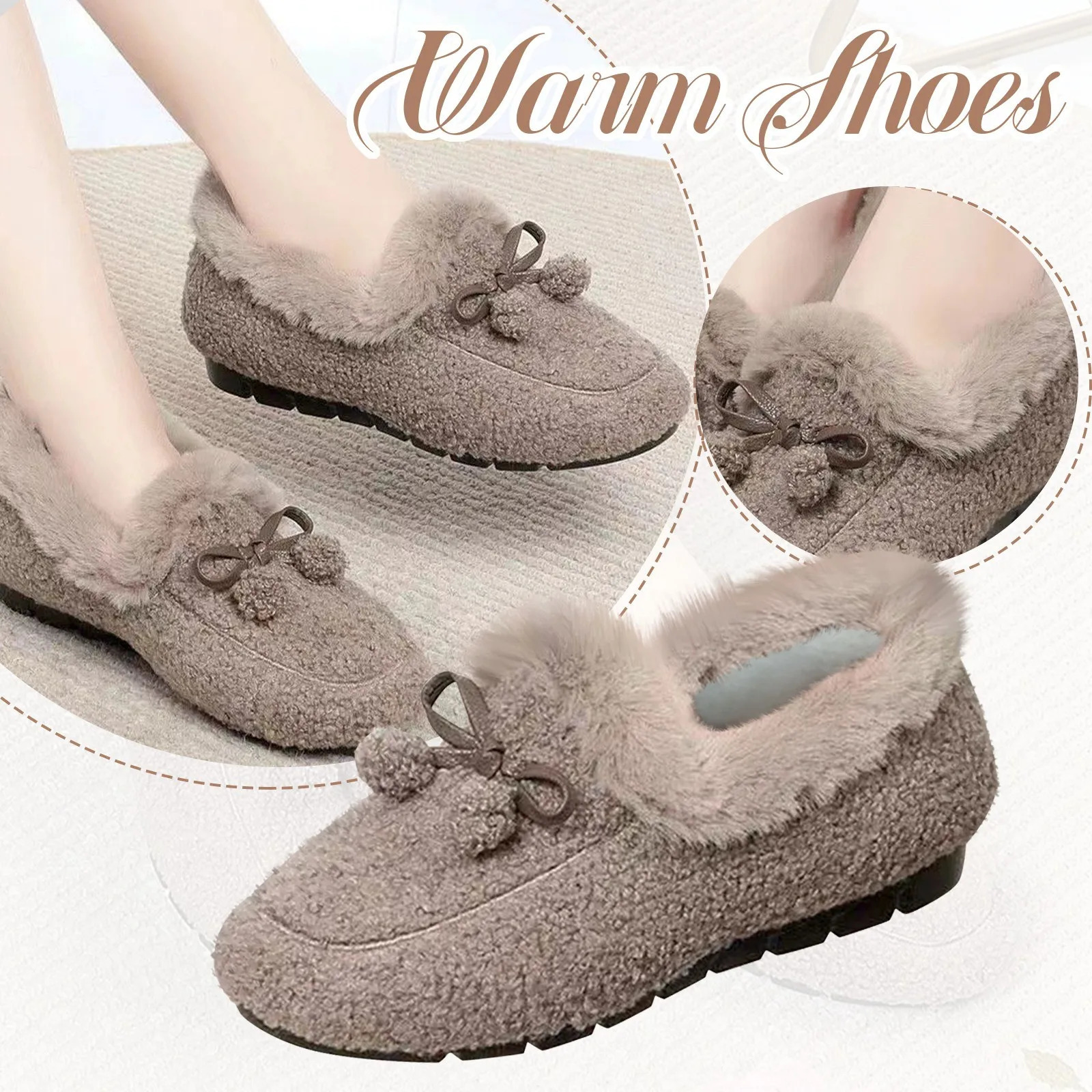 Winter Warm Womens Flat Shoes Indoor Cotton Slippers With Thick Sole Anti-Slip Warm Footwear Soft Bottom Plush Postpartum Shoes 250731