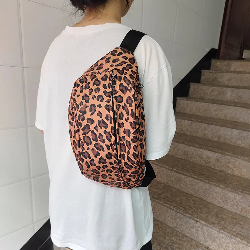 Fashion Leopard Print Waist Bag Street Trend Fanny Pack Woman Chest Packs Nylon Belt Bag Female Shoulder Crossbody Bags 250731