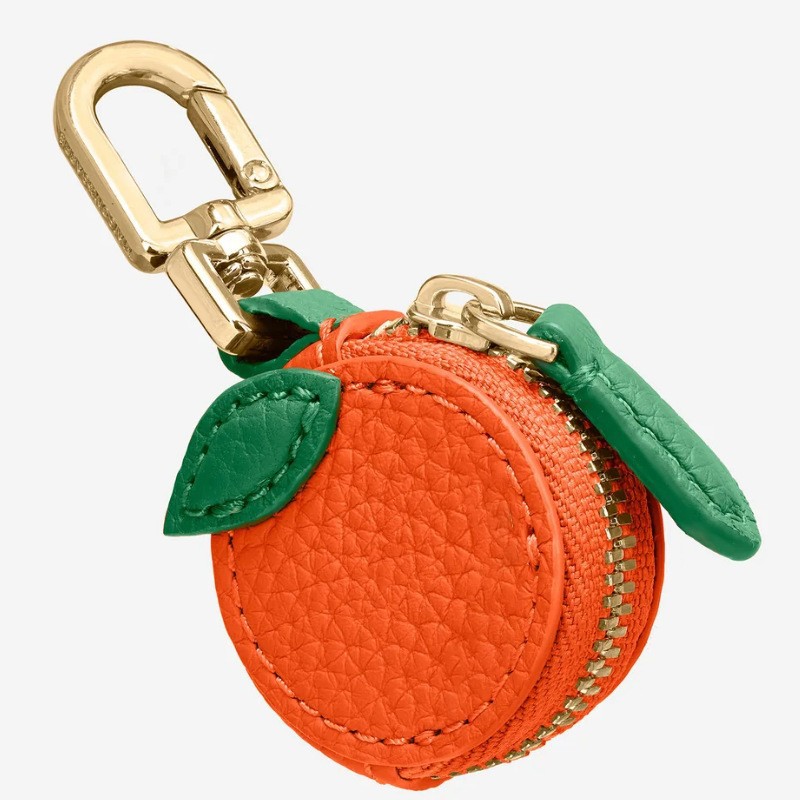 Keychains Fruit Shape Cherry Design Charm Coin Purse Blueberry Peach Cute Key Chain Mini Pouch Wallet Gift For Airtag Girl Women