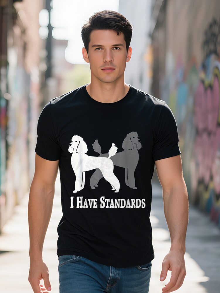 Men's 220g 100% Cotton T-Shirt - I Have Standard Cartoon Dog Pattern T-Shirt, Black Digital Print Short Sleeve Shirt, Regular Fit for Casual Wear