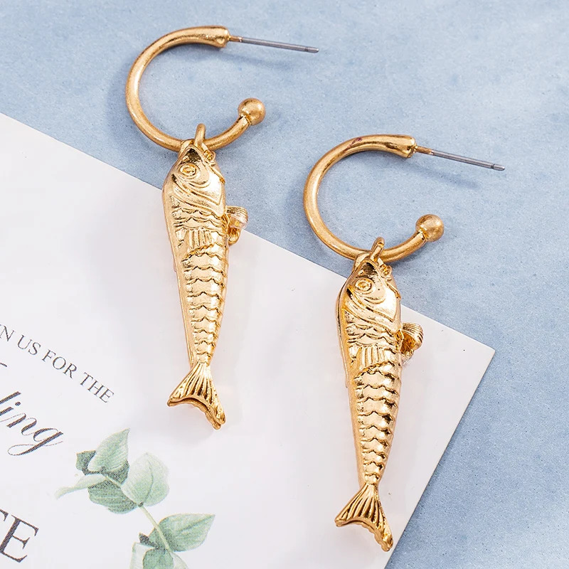 In Vintage Earrings For Women Bohemia Gold Plated Earring Cute Metal Fishes Pendientes Multi Dangle Jewelry Fashion 250730