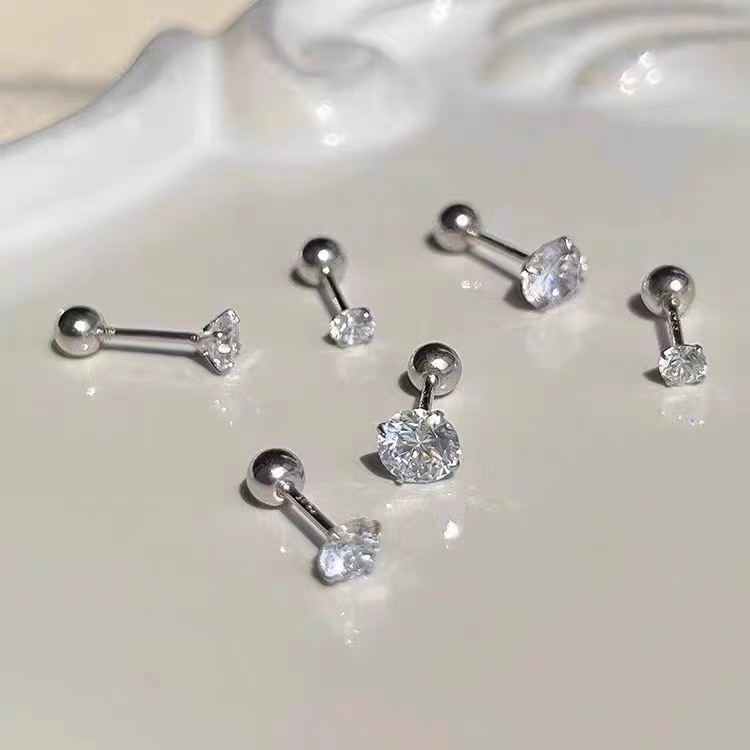 2025 Choucong Ins Top Sell Stud Earrings Simple Fashion Jewelry 999 Sterling Silver Round Cut Lab Moissanite Diamond Screw Women Wedding Earring Gift