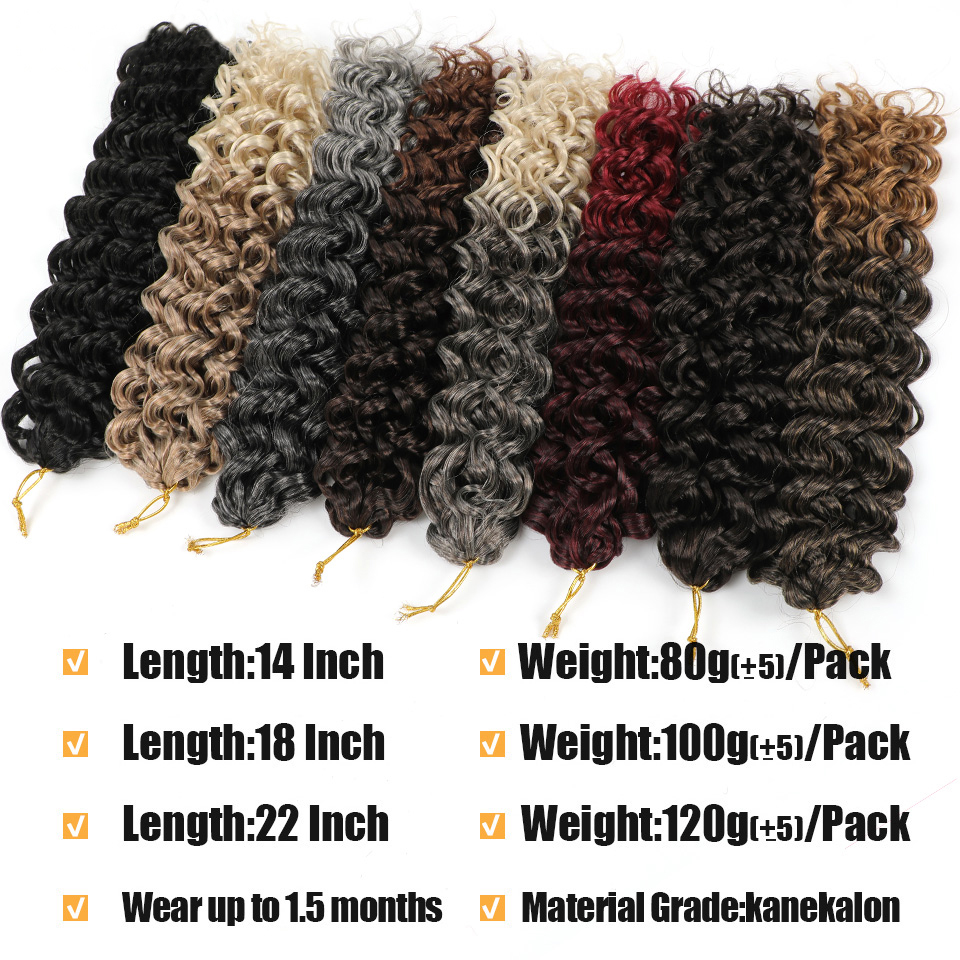 Deep Wave Bohemian Style Synthetic Hair Extension - 18 Inch Ombre Color Crochet Bundles 1pcs