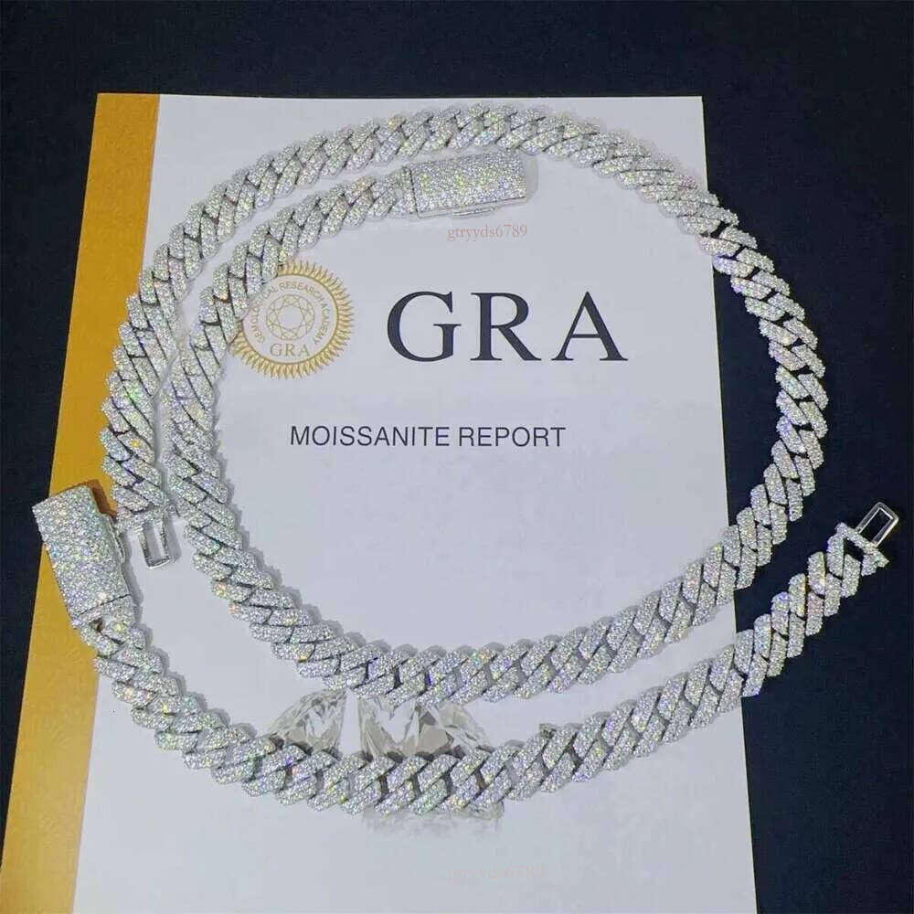 Top-quality morganite necklaceTwo Rows Pass Tester Iced Out Hip Hop VVVS1 Silicon Stone Cuban Chain NecklaceHip hop jewelry bracelet necklace