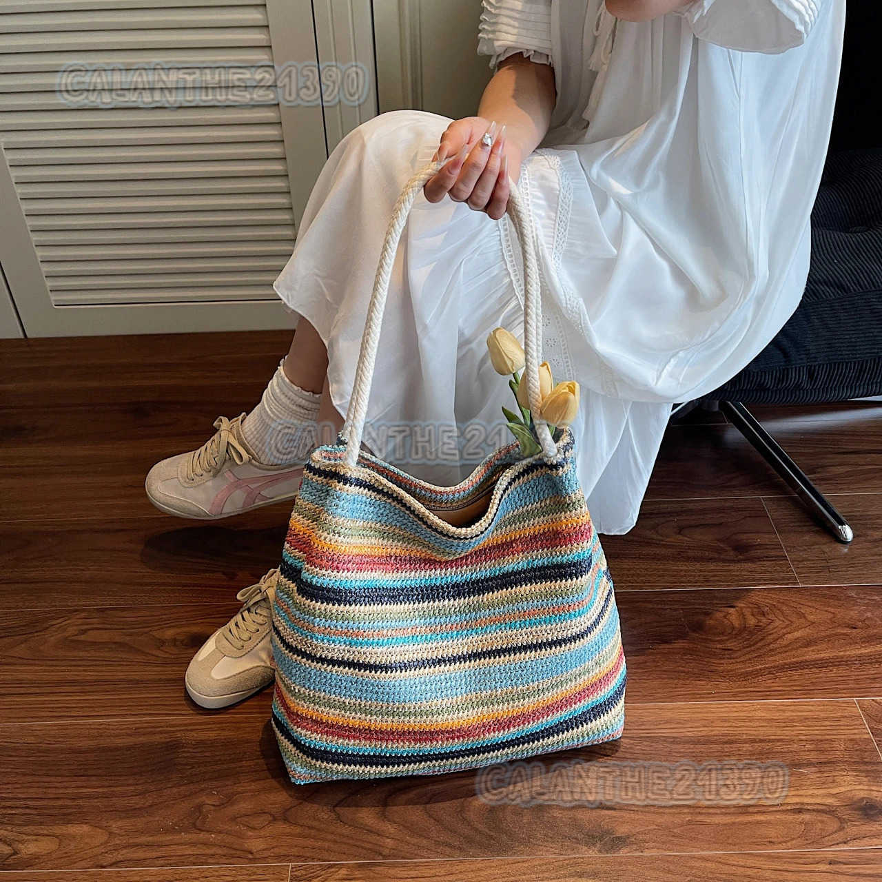 2025 Summer New Arrival Cross-border Woven Tote Bag Large-capacity Lightweight Straw Weave Beach Bag Womens Shoulder/underarm h H250801