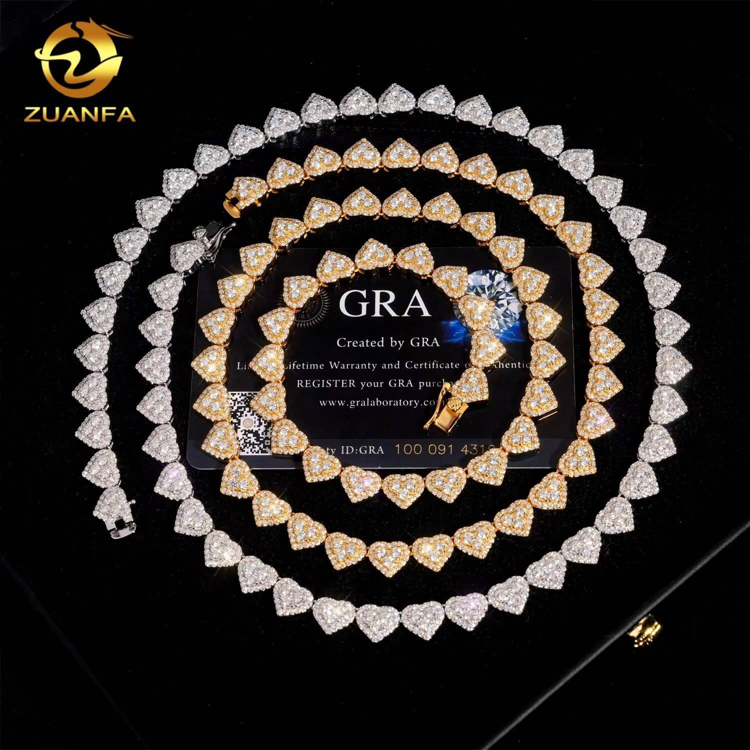 Pass Diamond Tester Hot Selling Hip Hop 925 Sterling Silver 8mm Moissanite Cuban Chain Heart Infinity Necklace