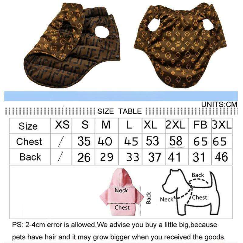 Designer Clothes Windproof Cold Weather Printed Lettering Pet Jackets Puppy Coats Reversible Sweaters Winter Vest for Small Medium Dogs Brown S Free s