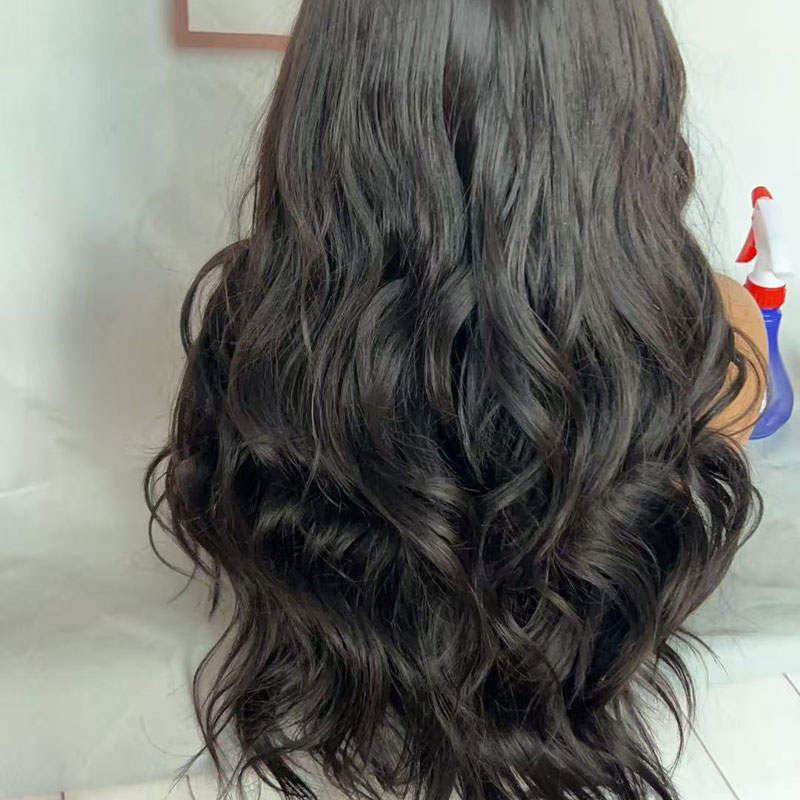 Wig with centre parting, large waves, long curls and voluminous long hair