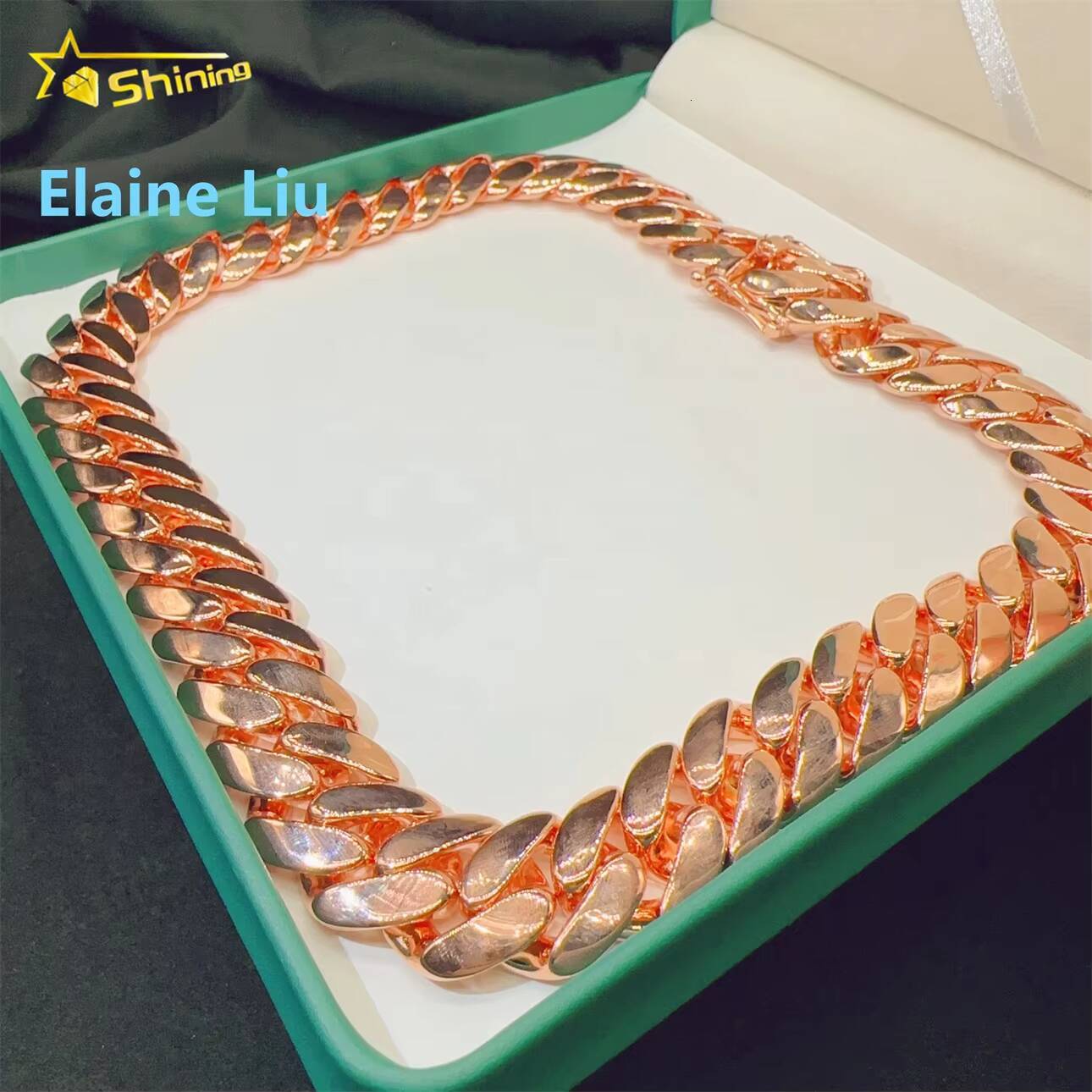 Luxury Fashion Ready Shipping Hip Hop Cuban Link Iced Out Jewelry 925 Sterling Silver Moissanite Cuban Link Chain Necklace