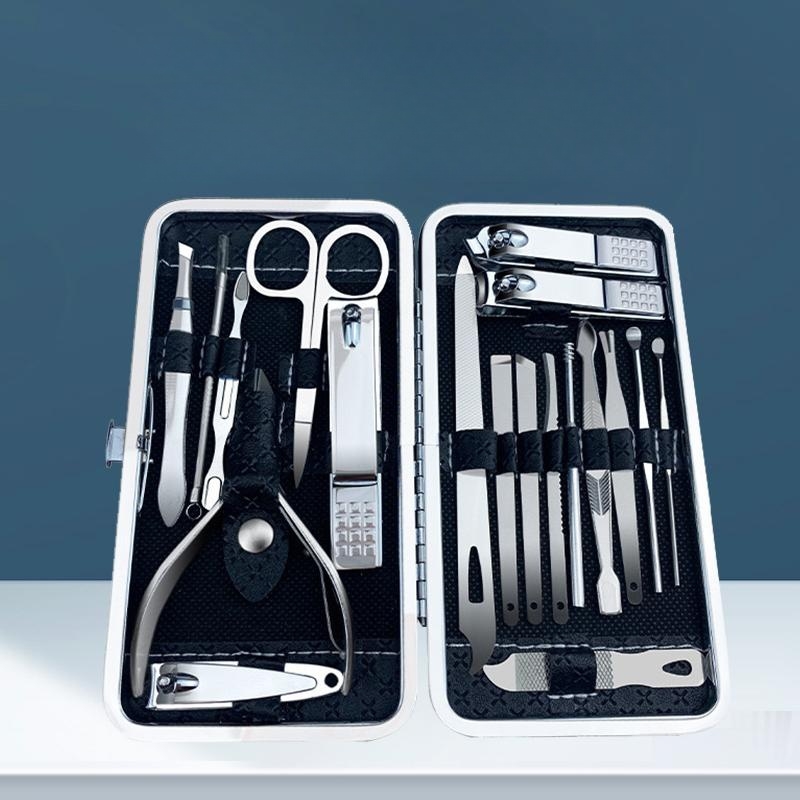 High End Stainless Steel Nails Fixing Tools with Cutting Edge & Premium Leather Case (Set of 19)