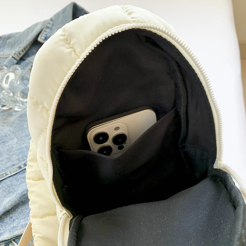 Women Quilted Chest Bag Cloud Waist Bag Zip Closure Puffer Crossbody Sling Bag Adjustable Strap Casual Waist Pack Soft Hobo Bag 250731