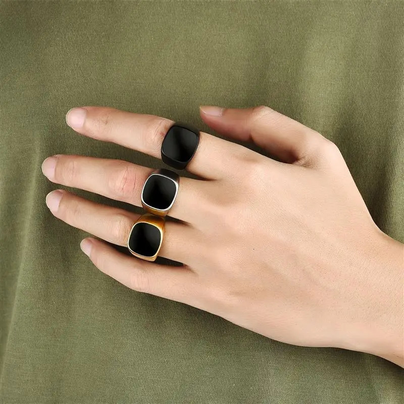 Fashion Male Punk Rock Stainless Steel Black Frosted Ring For Men Women Hip Hop Party Male Wedding Jewelry Gift 250731