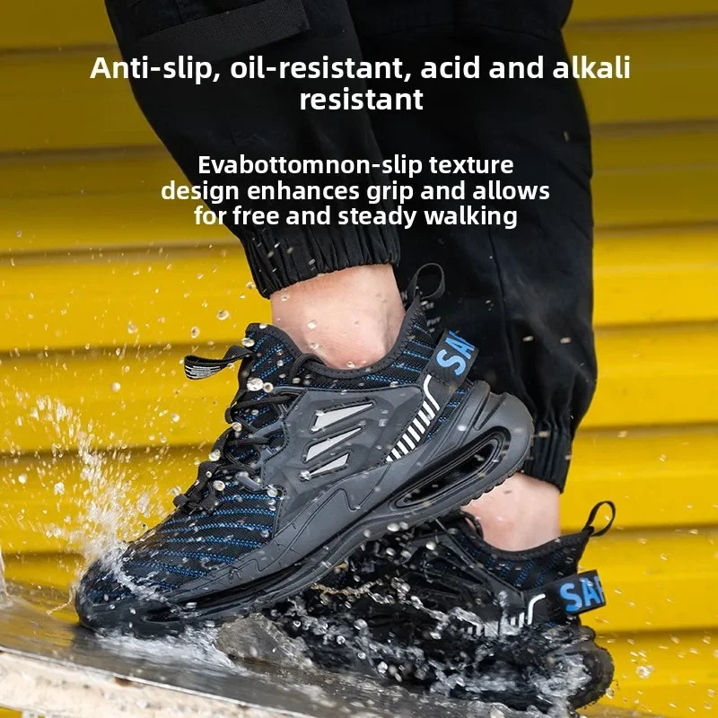 Breathable Mens Work Shoes Summer Safe Lightweight Protective Sports Shoes Steel Toe Work Mens Puncture Resistant Boots 250731