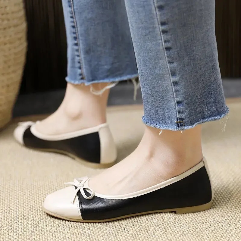 Red Moccasins Cute Flats with Bow Round Toe Low Heel Elegant Ladies Footwear Flat Kawaii Womens Shoes 39 Trend Spring Fashion L 250731
