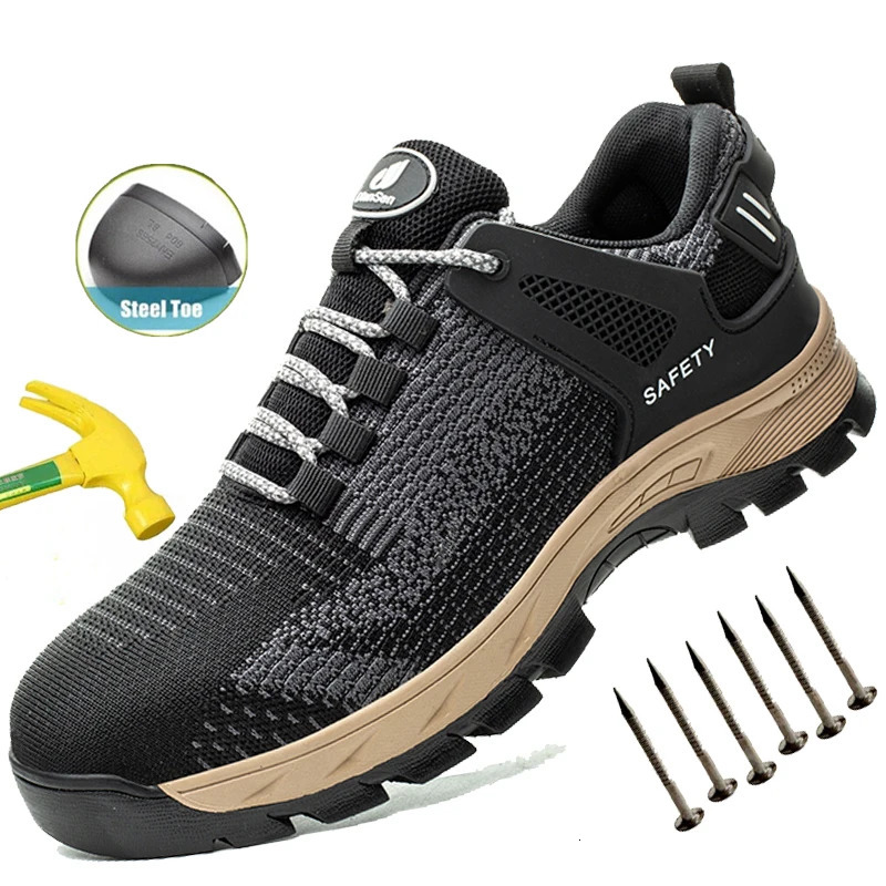 Wear-resisting Safety Boots Mens Steel Toe Work Shoes Slip Resistant Protection Durable for Construction Indestructible Shoes 250731