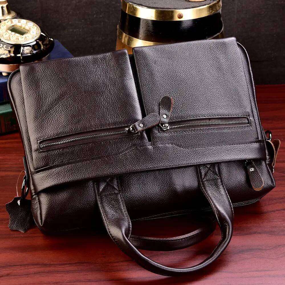 OLOEY Business Laptop Bag Genuine Handbags Male Travel Briefcases Men High Quality Cowhide Leather Messenger Bags